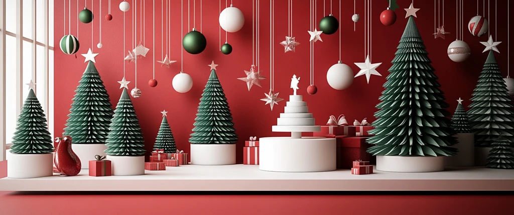 圣诞树与悬挂装饰