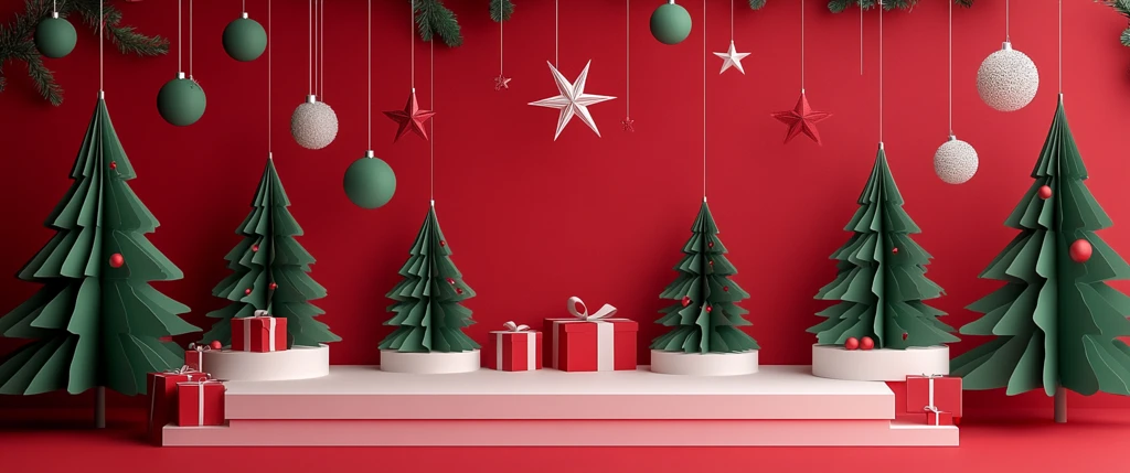 圣诞树与悬挂装饰