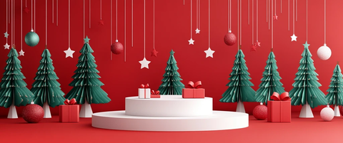 圣诞树与悬挂装饰