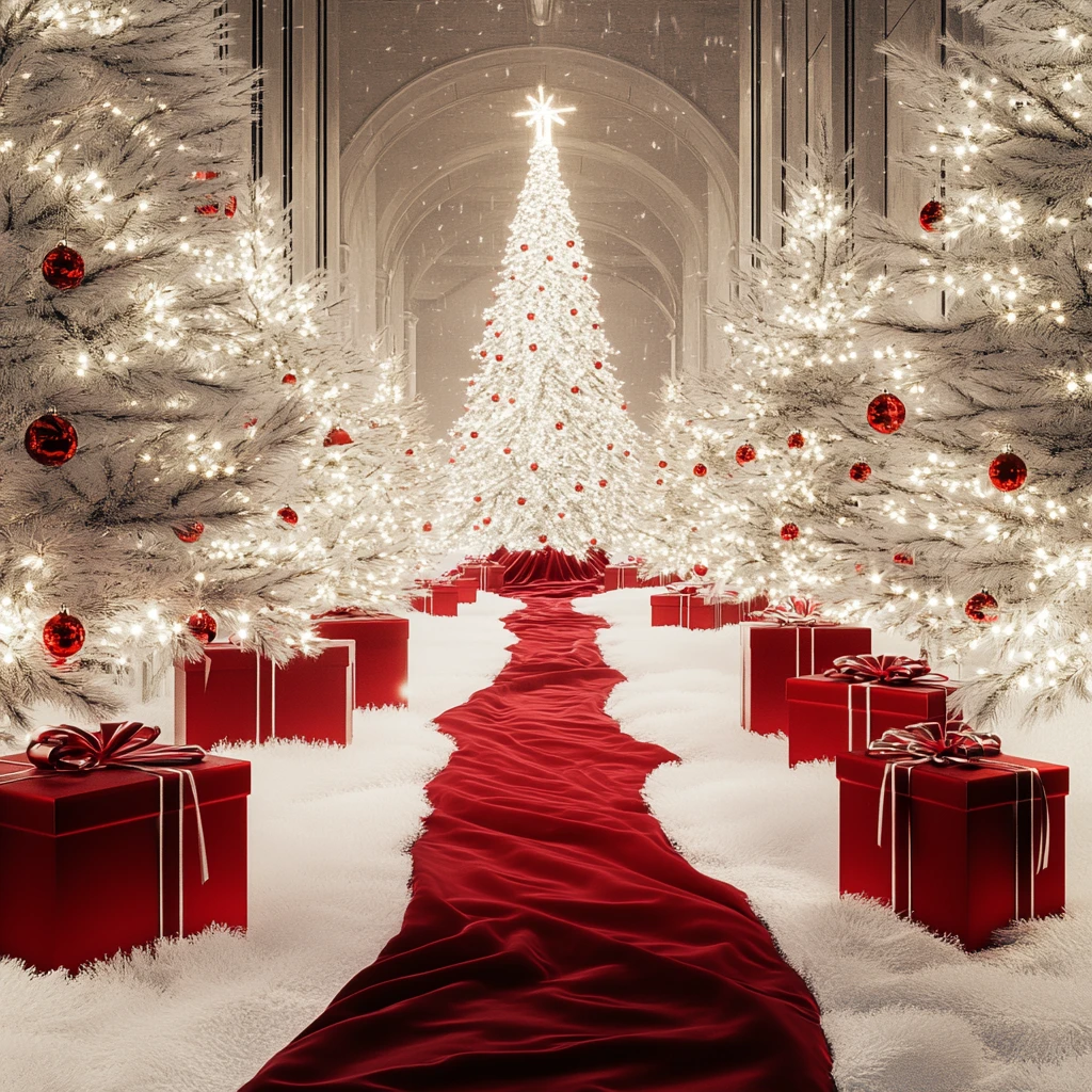 雪白圣诞树装饰