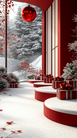 红色圆台圣诞布置