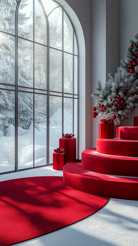 红色圆台圣诞布置