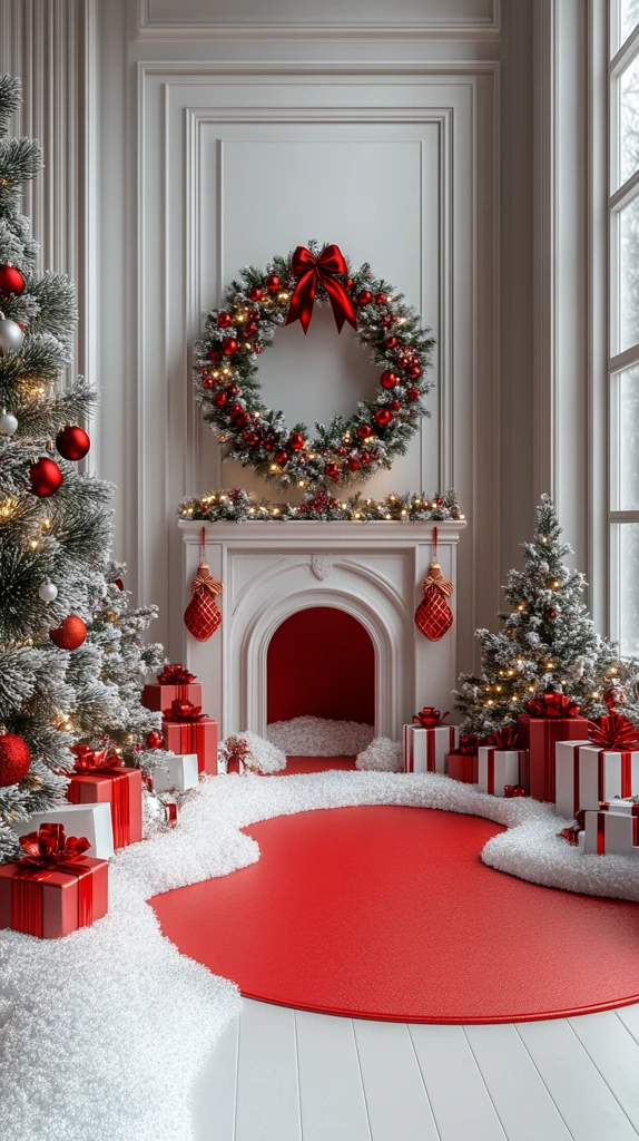 红色圆台圣诞布置