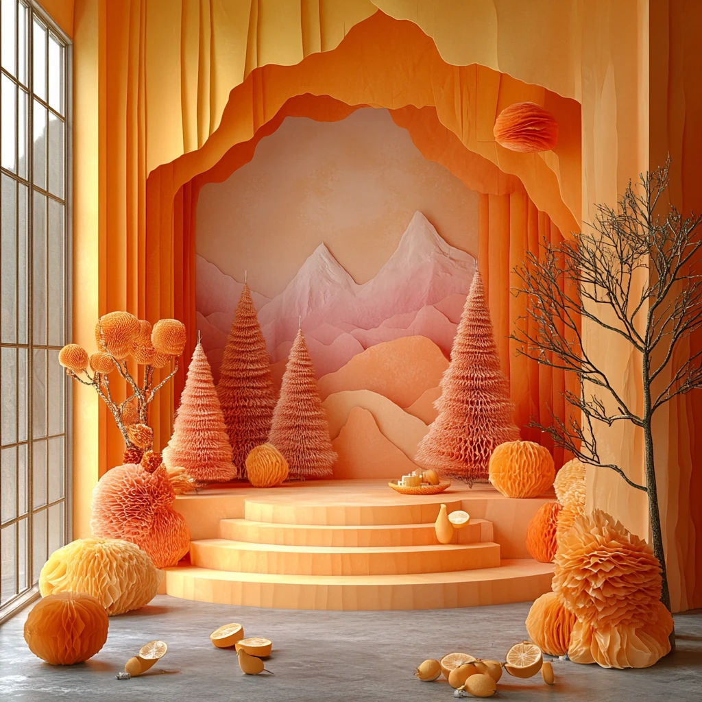 圣诞橙色纸质环境