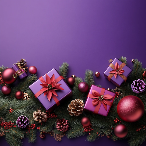 圣诞玩具紫色背景