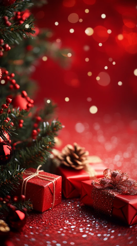 圣诞礼物与彩带