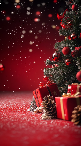 圣诞礼物与彩带