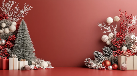 双圣诞树红白装饰