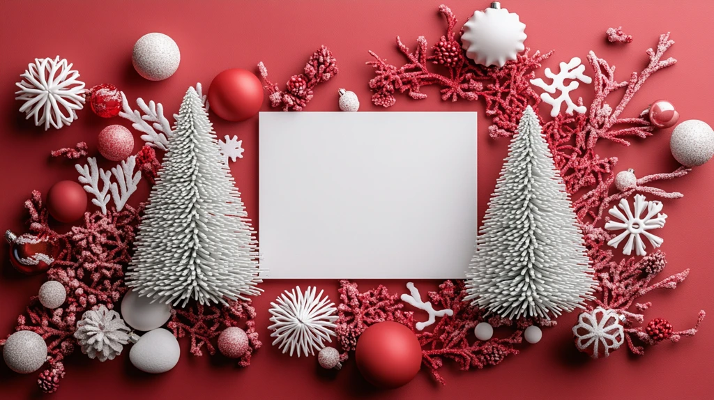 双圣诞树红白装饰