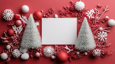 双圣诞树红白装饰