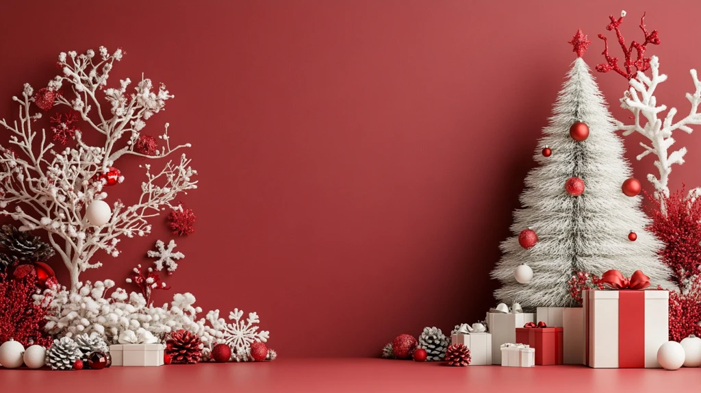 双圣诞树红白装饰