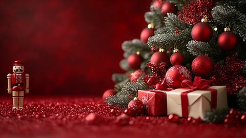 圣诞树红装饰灯光