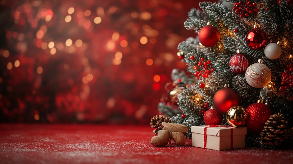 圣诞树红装饰灯光