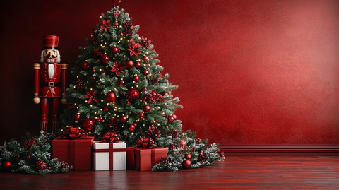 圣诞树红装饰灯光