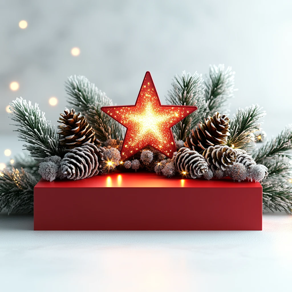 红色展台星辰松果