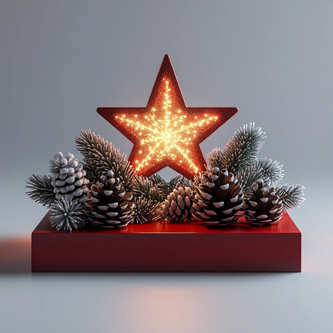 红色展台星辰松果