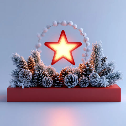 红色展台星辰松果