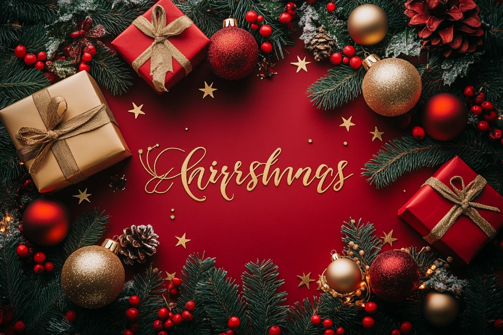 圣诞文字金红装饰