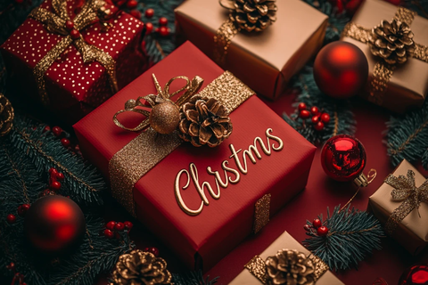 圣诞文字金红装饰