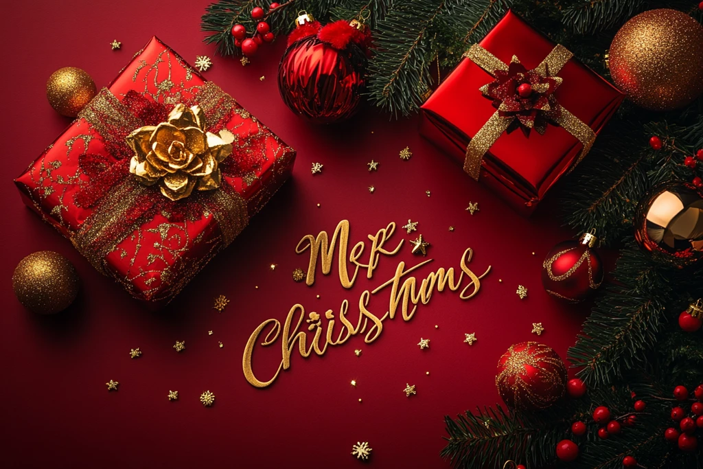 圣诞文字金红装饰