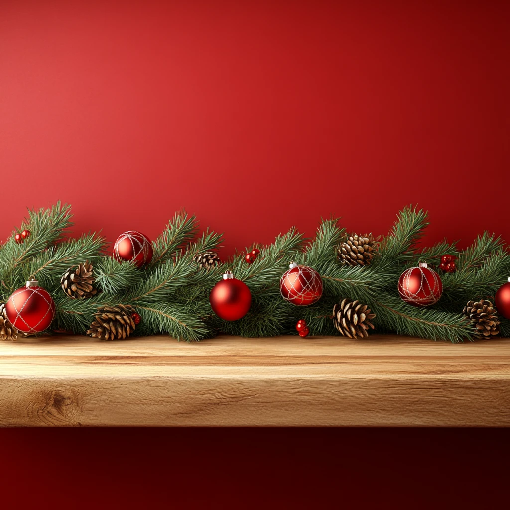 红色平台木质展台