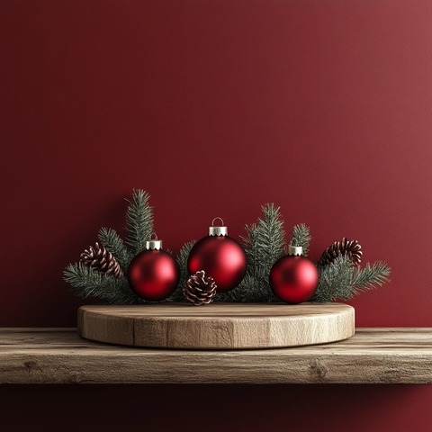 红色平台木质展台