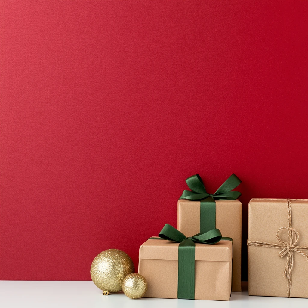 圣诞礼盒与金球