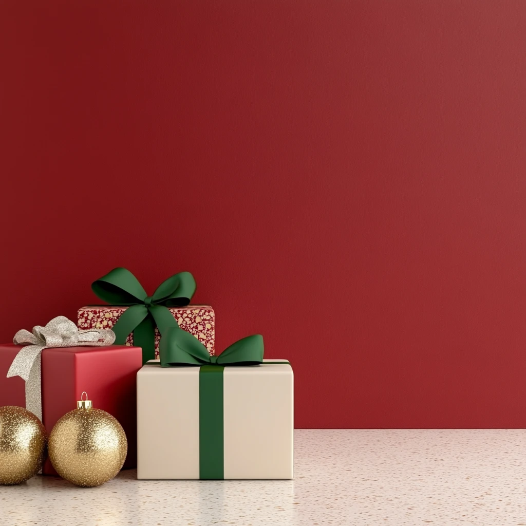 圣诞礼盒与金球