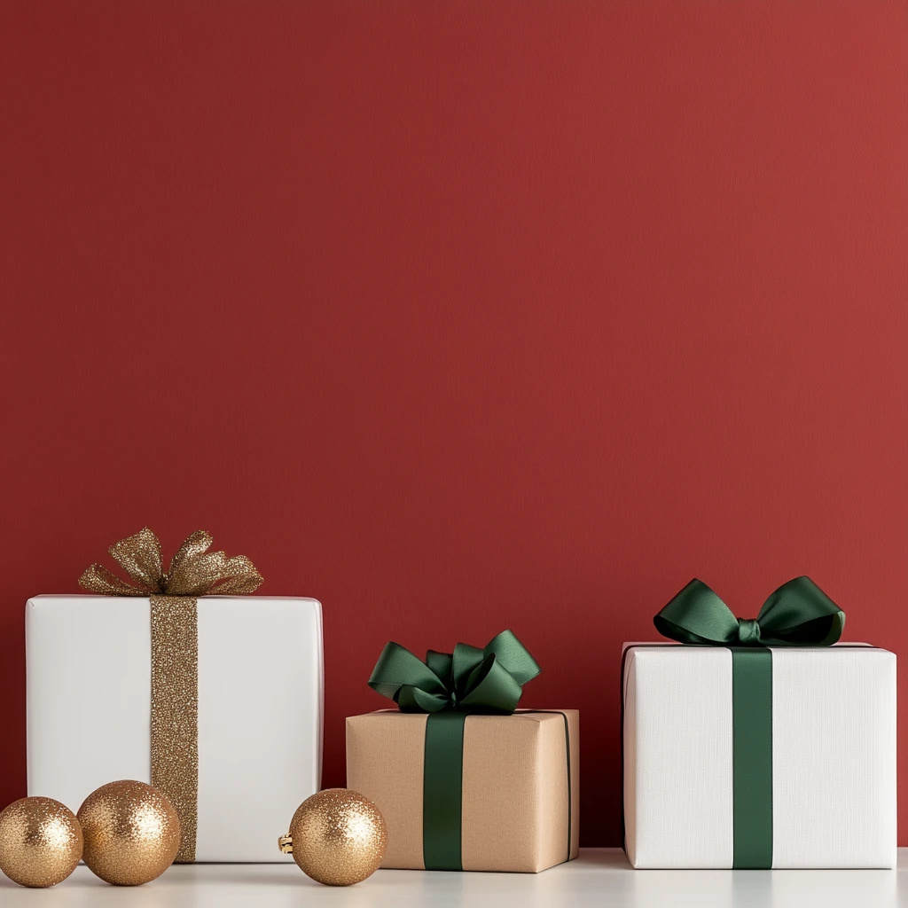 圣诞礼盒与金球