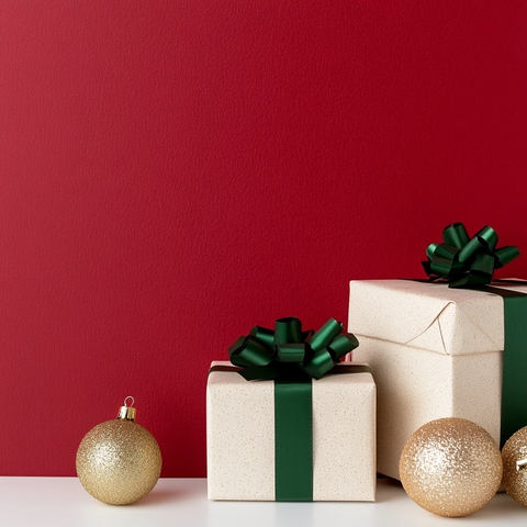 圣诞礼盒与金球