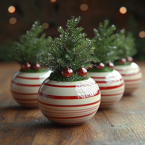 红白条纹球形盆栽