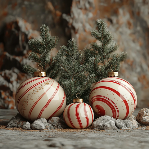 红白条纹球形盆栽