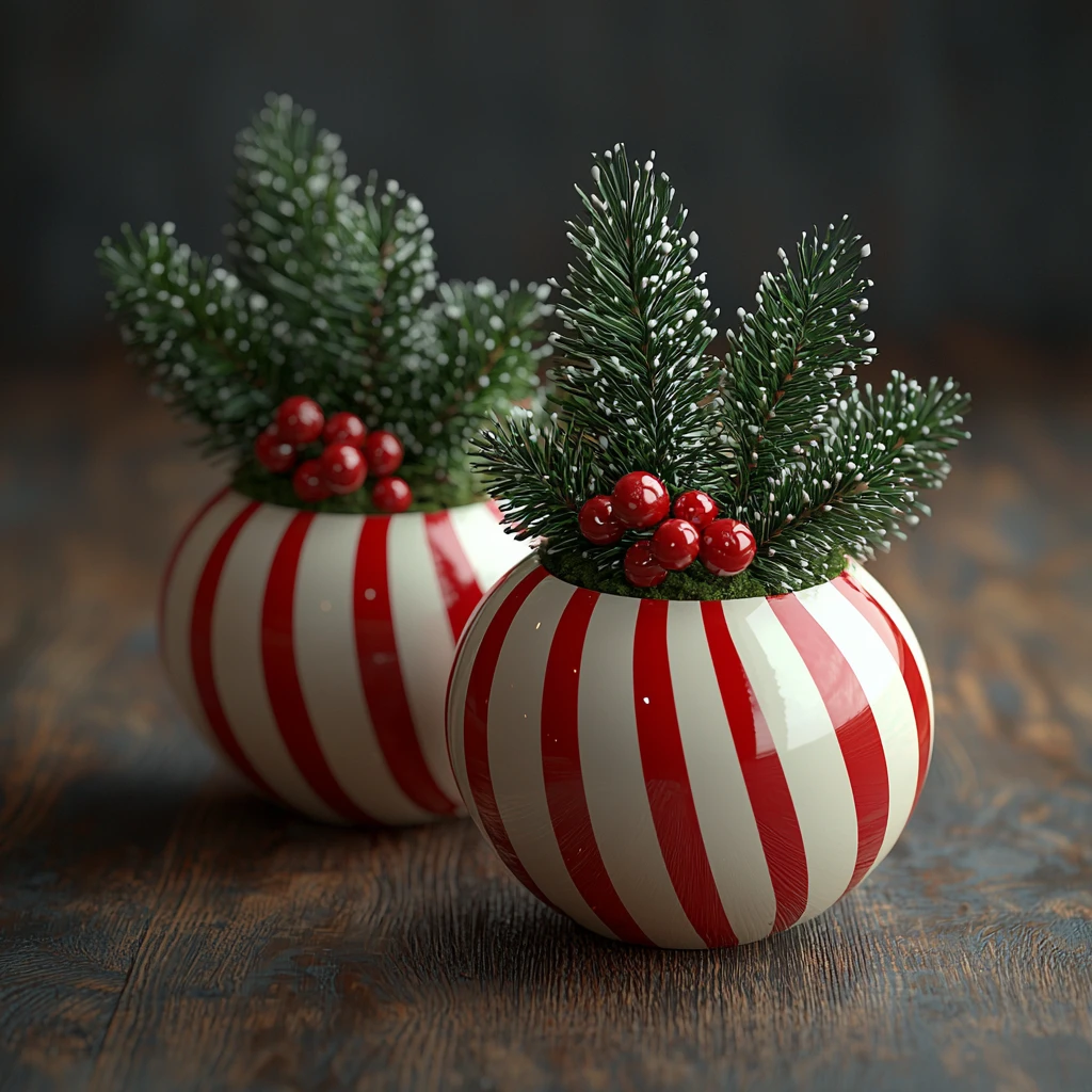 红白条纹球形盆栽