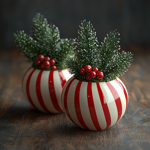 红白条纹球形盆栽