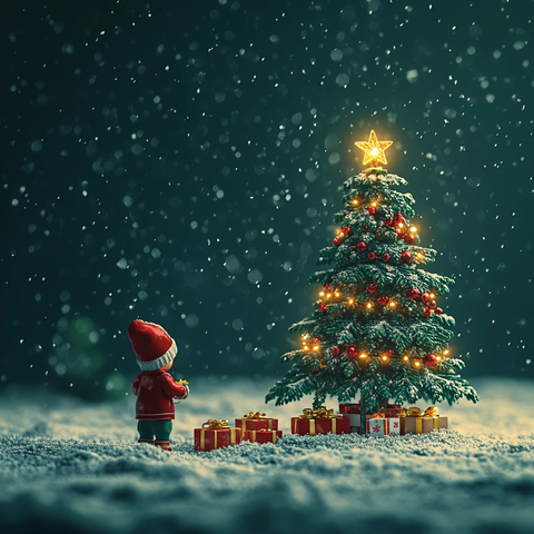雪地里的圣诞树玩具