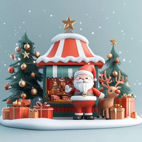 圣诞老人与驯鹿