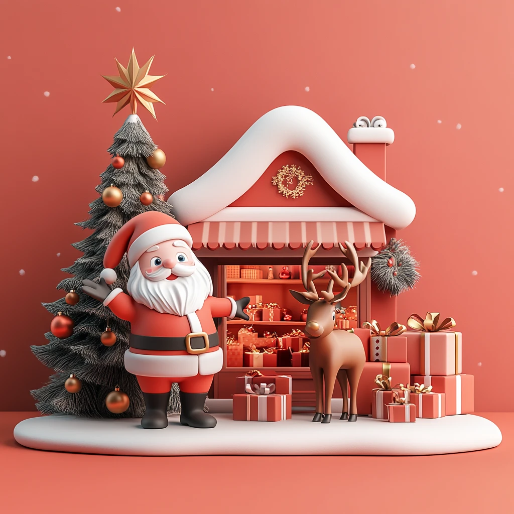 圣诞老人与驯鹿