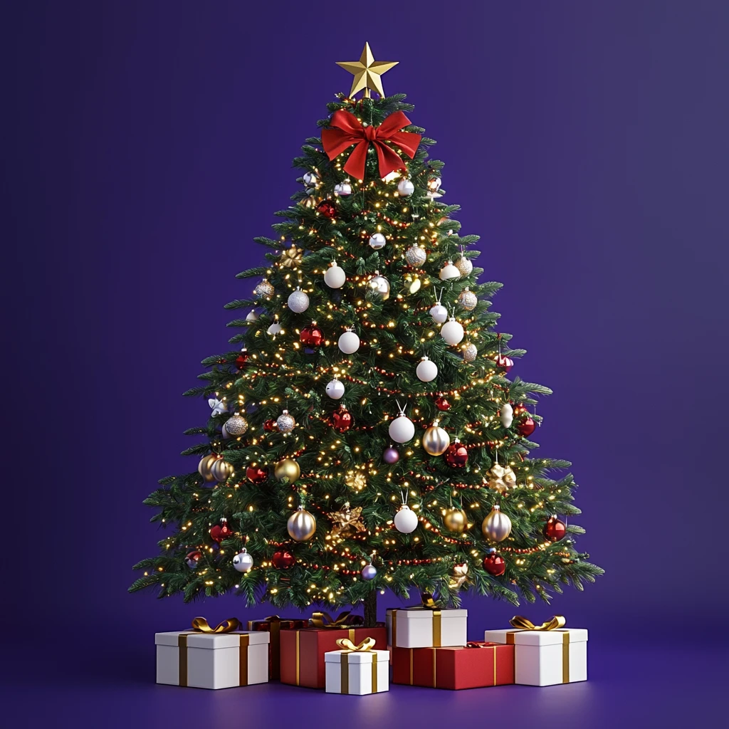 金色白球红带紫底树