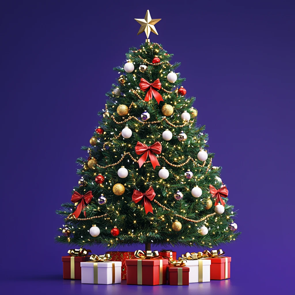 金色白球红带紫底树