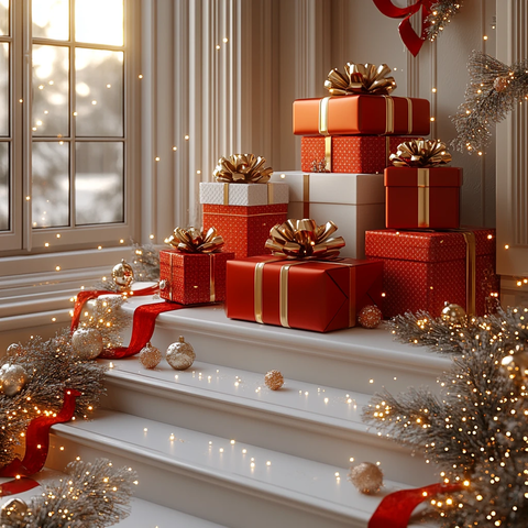 红色金色礼物盒