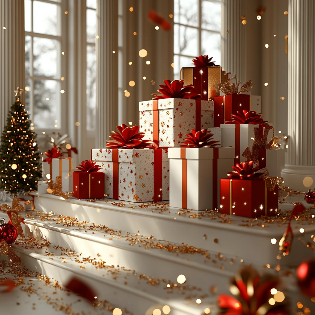 红色金色礼物盒