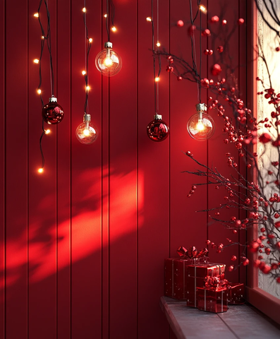 红墙圣诞球装饰