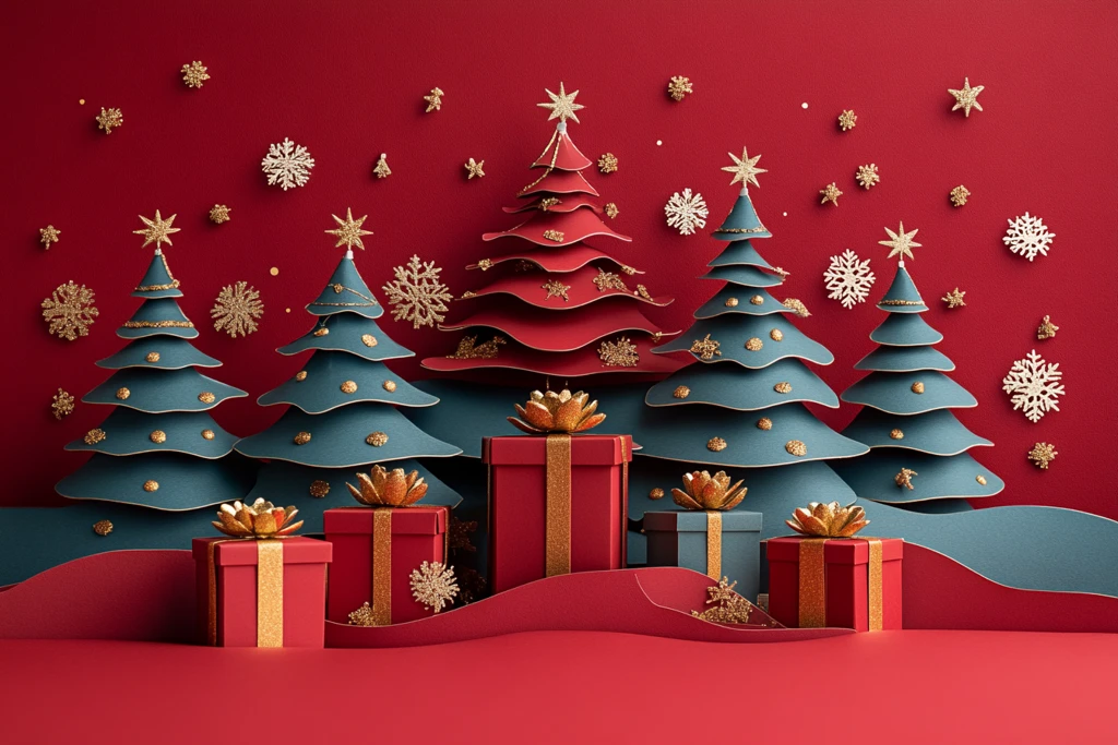 圣诞树礼盒金粉红