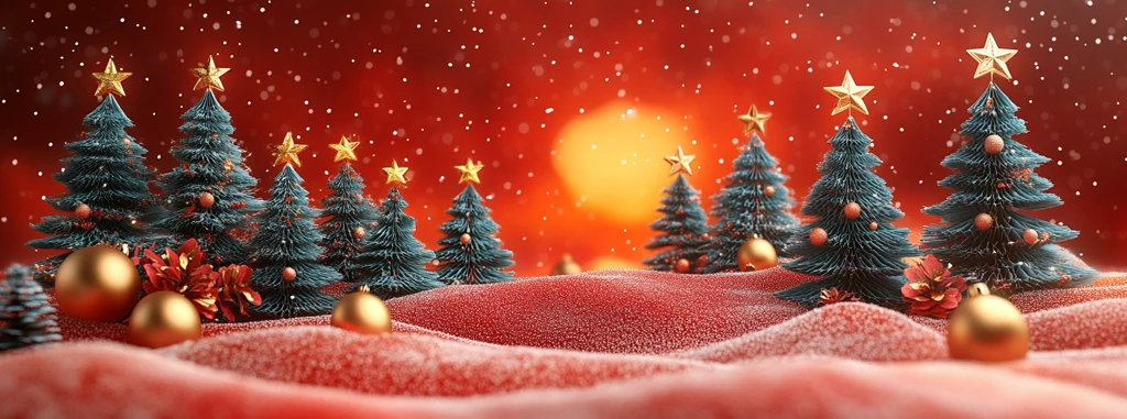 圣诞红绿剪纸树金球