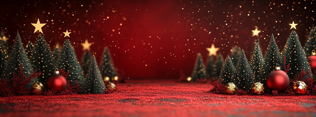 圣诞红绿剪纸树金球