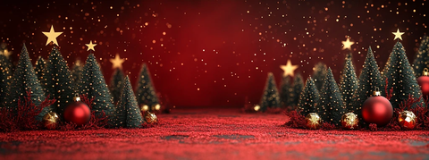 圣诞红绿剪纸树金球