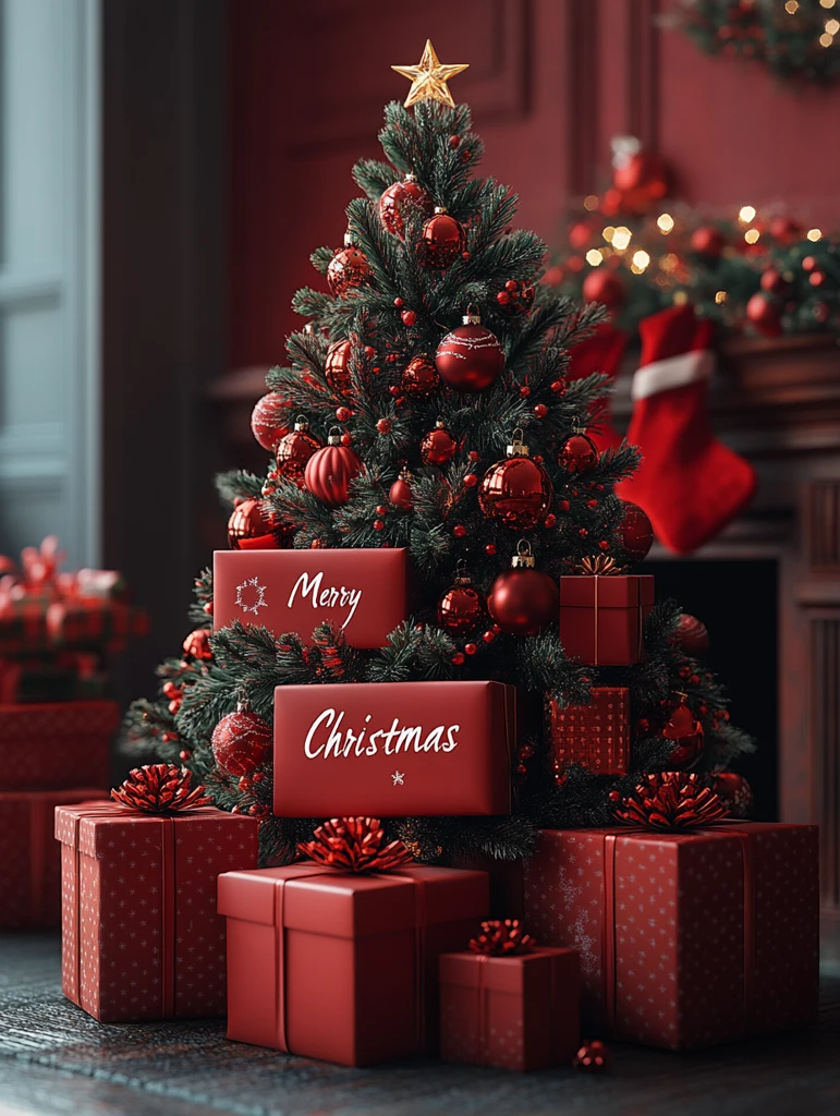 圣诞树礼盒堆叠