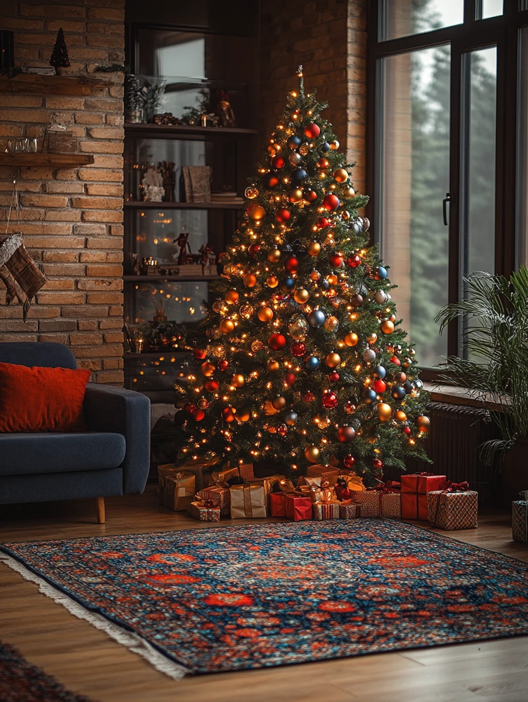 圣诞树灯串装饰