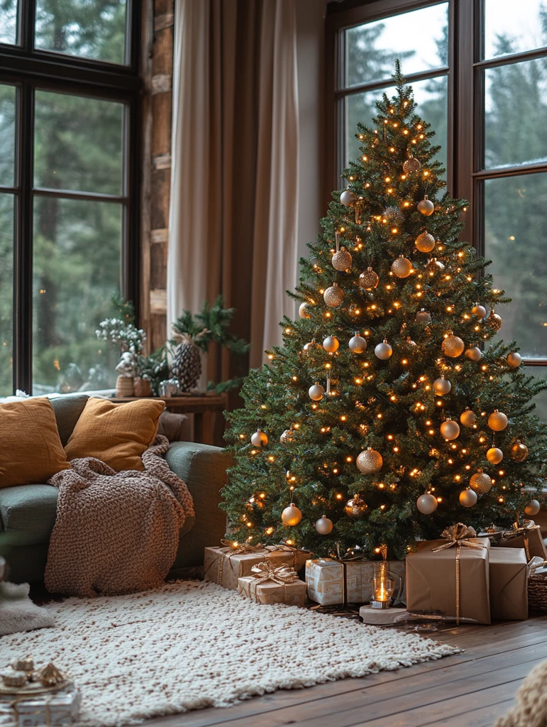 圣诞树灯串装饰