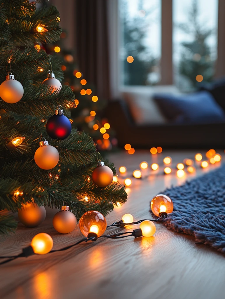 圣诞树灯串装饰